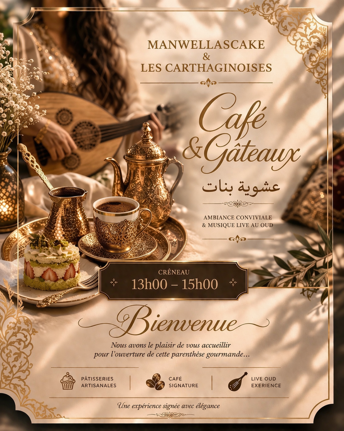 Pass Guest Privé — 8 mai 2026Créneau 13h00 – 15h00Expérience Café & Gâteaux LADIES ONLY