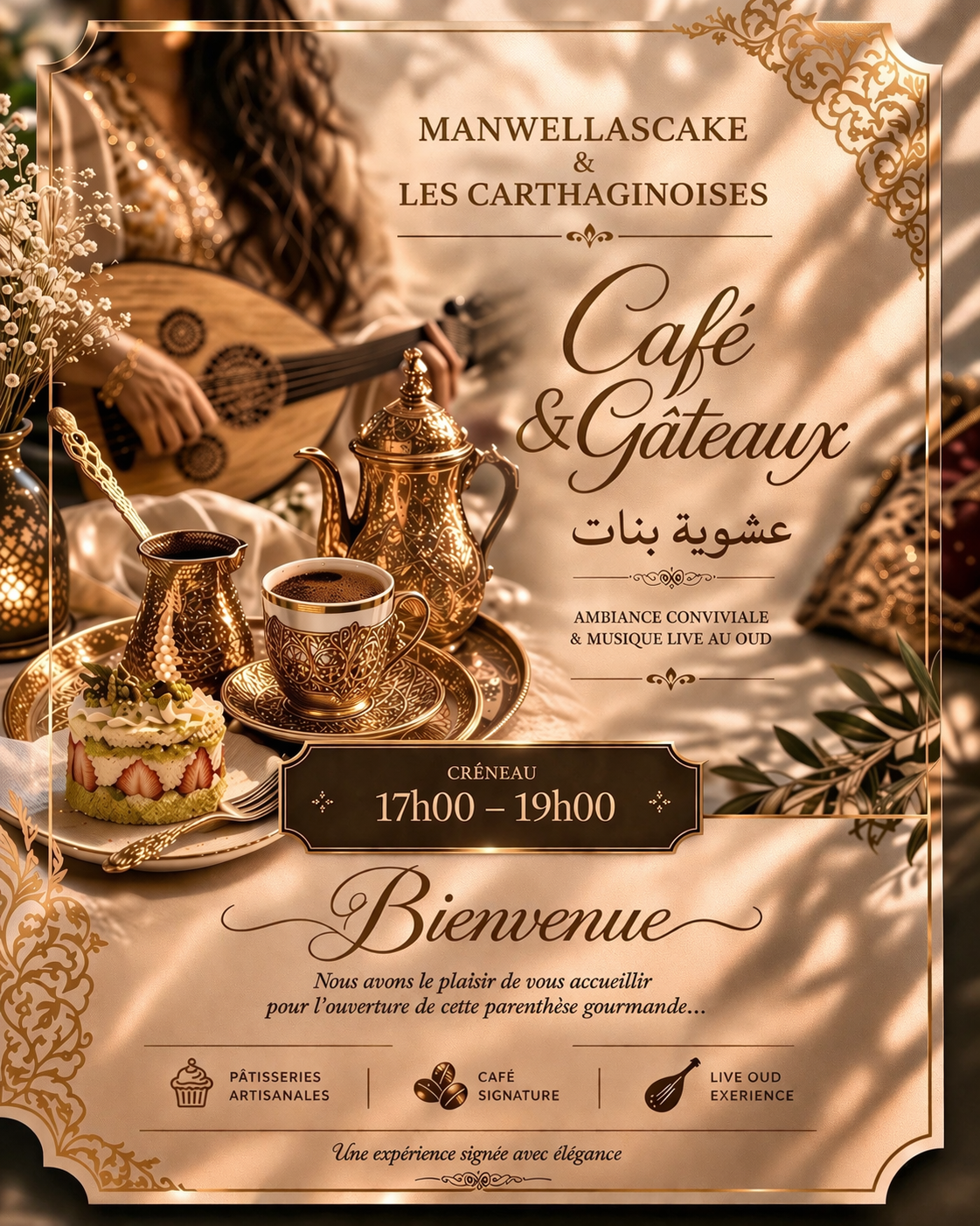 Pass Guest Privé — 8 mai 2026 Créneau 17h00 – 19h00 Expérience Café & Gâteaux LADIES ONLY