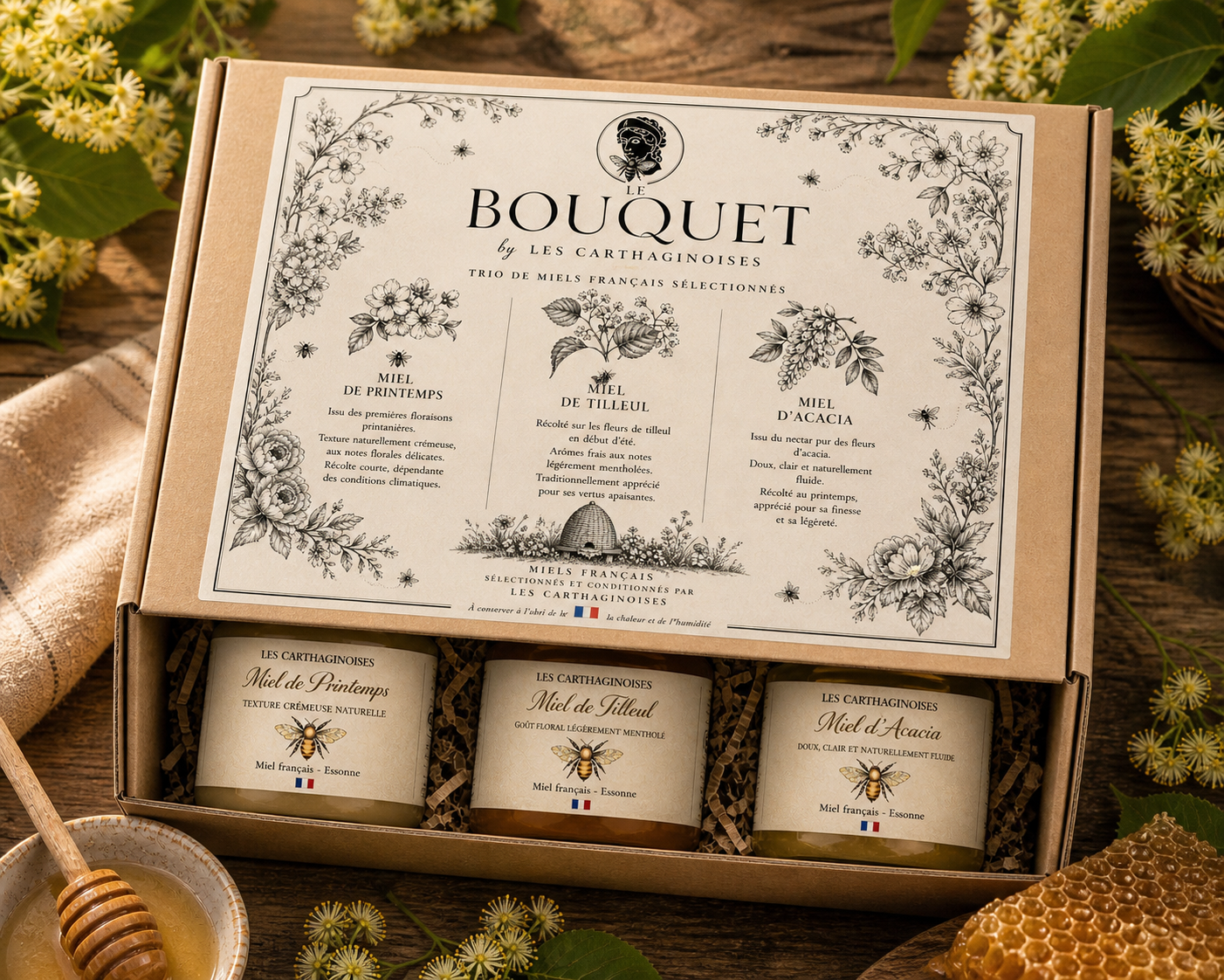 LE BOUQUET – Trio de miels français (1,25 kg)
by LES CARTHAGINOISES