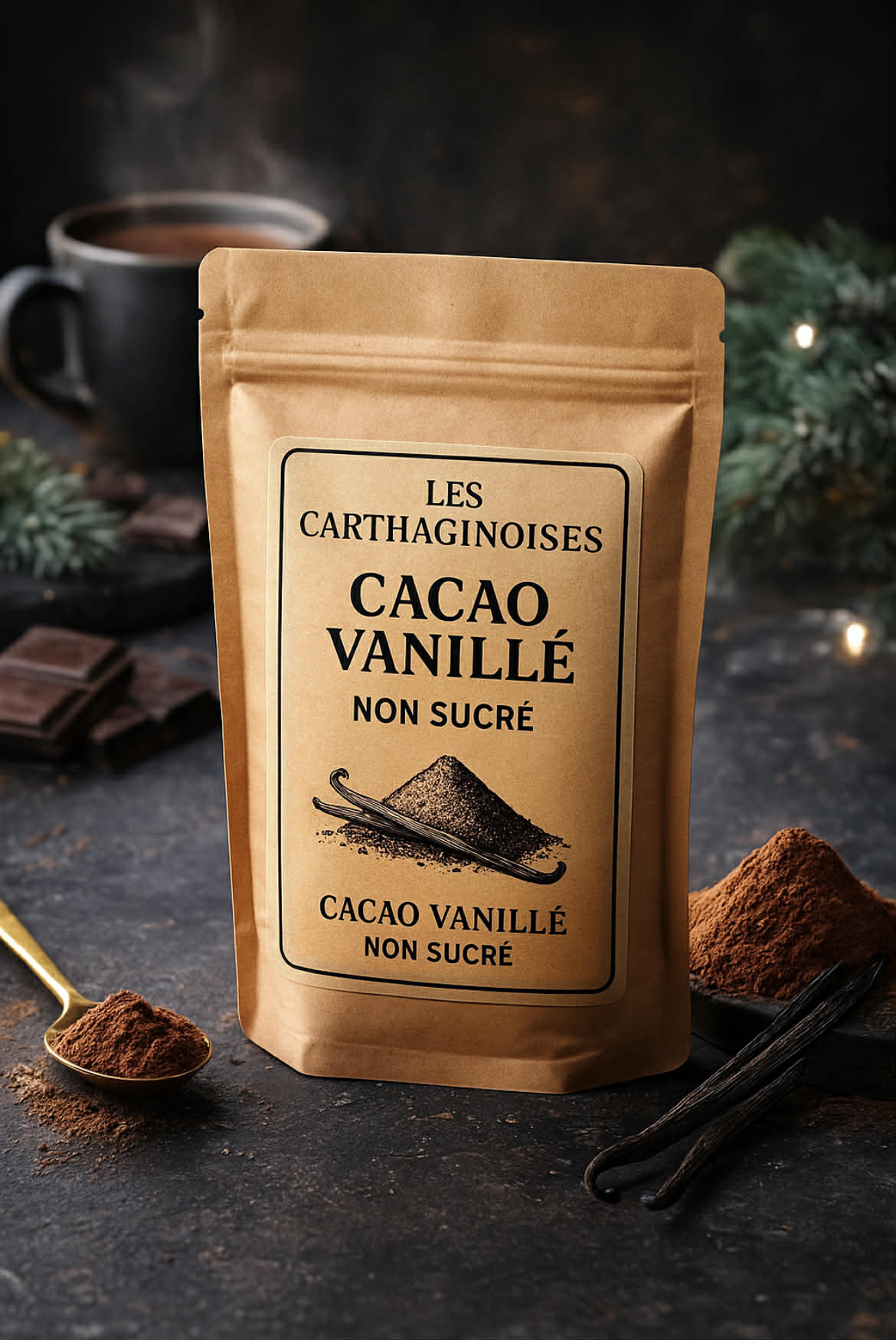 Cacao Vanillé Non Sucré – Édition Noël